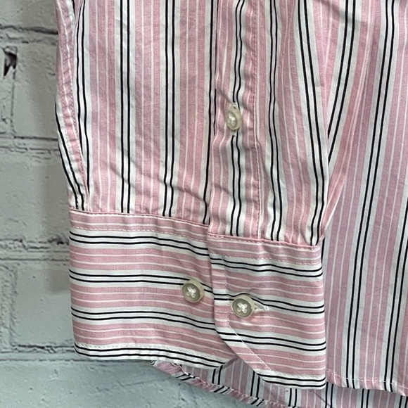 Tommy  Hilfiger Pink Striped Button Up Shirt Large Long Sleeve 80s 2 Ply Fabric - Picture 5 of 12